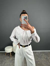 Beyaz Düşük Omuz Gömlek GausGÖMLEKGU007189