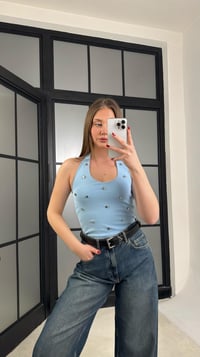 Mavi Basic Zımba Detaylı Bluz GAUS-01239GAUSالبلوزات GAUS-01239