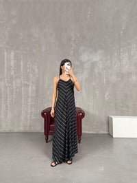 Siyah Çizgili Ayarlanabilir Askılı Elbise Gaus00152GausELBİSEGU1001351