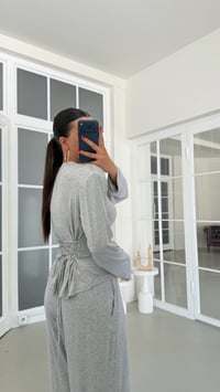 Gri Vatkalı Beli Ayarlanabilir Bluz Beli Lastikli Pantolon İkili Takım GAUS-01872GAUSSuitsGAUS-01872
