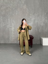 Rozali Yeşil Gabardin Kimono İkili TakımGausTAKIMGU100559