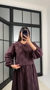 Mürdüm Çiçek Nakışlı Gömlek Beli Lastikli Etek Takım GAUS-01182GAUSTAKIMGAUS-01182