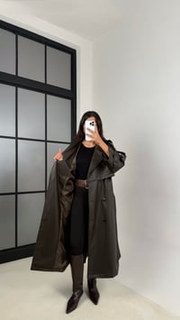 Kahve Kuşaklı Astarlı Premium Deri Trençkot GAUS-00127GAUSTRENÇKOTGAUS-00127