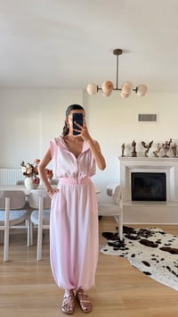 Pembe Kapüşonlu Yelek Beli Lastikli Şalvar Pantolon İkili Takım GAUS-01653GAUSSuitsGAUS-01653