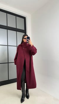 Mürdüm Dik Yaka Astarlı Kaban GAUS-00846GAUSKABANGAUS-00846