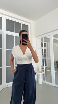 Lacivert MD Muadil Beli Lastikli Tencel Pantolon GAUS-01848GAUSPANTOLONGAUS-01848