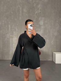 Siyah Önden Bağlamalı Tensel Kimono Gaus00240GausCEKETGU1001558