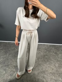 Nore Taş Modal Kumaş Rahat Dokuma Kısa Kol Tshirt Pantolon TakımGausTAKIMGU008714