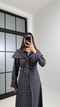 gül kurusu Şal Detaylı Kuşaklı Ekose Elbise GAUS-00863GAUSDressesGAUS-00863