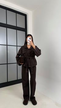 Acı Kahve Kuşaklı Denim Takım GAUS-00221GAUSTAKIMGAUS-00221