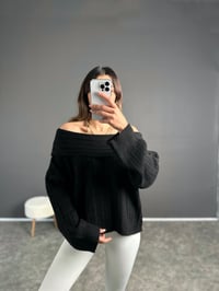 Mio Siyah Kayık Yaka Triko KazakGausKAZAKGU002714