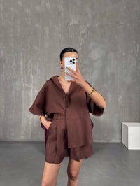 Kahve Premium İkili Keten Takım Gaus00239GausTAKIMGU1001557