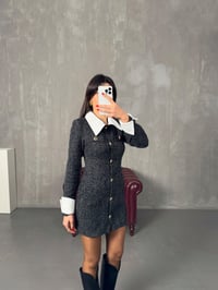 Jasper MD Siyah Düğmeli Kaşe Ceket ElbiseGausELBİSEGU00904329