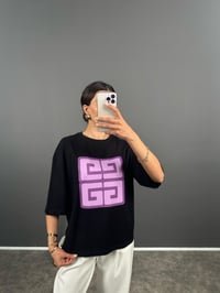 Drs Siyah Bisiklet Yaka Basic Mor Baskılı TshirtGausTSHIRTGU008421