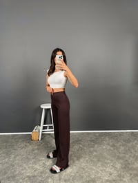 Bancy Kahve Çımalı Rahat Modal PantolonGausPANTOLONGU008397