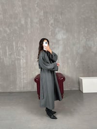 Telsa Antrasit Kuşaklı Poliviskon Astarlı Premium Trençkot GausKABANGU100771