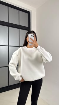 Beyaz Şardonlu Basic Sweatshirt GAUS-00219GAUSالسويت شيرت GAUS-00219