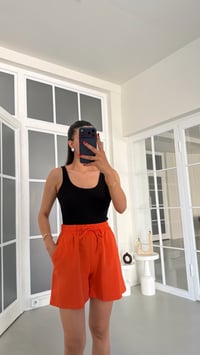 Turuncu Beli Lastikli Keten Şort GAUS-01799GAUSŞORTGAUS-01799