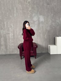 Viena Bordo Triko Fermuarlu Üst Alt Örme TakımGausTAKIMGU00904175