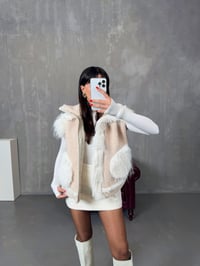Soleta Taş Yumoş Püskül Detaylı Peluş CeketGausCEKETGU00904307