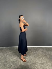 Rovena Lacivert Straplez Kemerli Elbise GausELBİSEGU008535