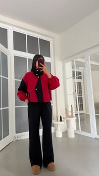 Kırmızı Astarlı Ceket Beli Lastikli Pantolon İkili Takım GAUS-02279GAUSTAKIMGAUS-02279