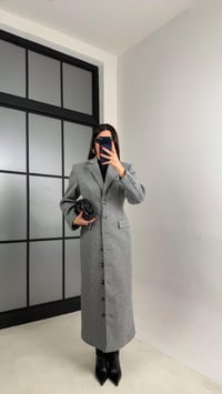 Gri Önü Düğmeli Vatkalı Astarlı Premium Kaşe Kaban Gaus-01030GAUSKABANgaus-01030