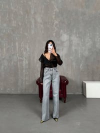 Reya Gri Taşlı Kesik Paça JeanGausDENİM PANTOLONGU100885