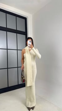 Ekru Tek Omuz Atkılı Triko Elbise GAUS-00223GAUSELBİSEGAUS-00223