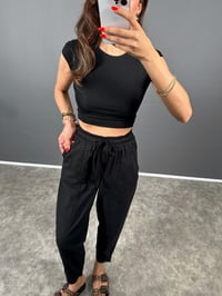 Rian Siyah Beli Lastikli Cepli Gabardin PantolonGausPANTOLONGU008746