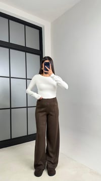 Acı Kahve Beli Lastikli Dikiş Detaylı Triko Pantolon GAUS-00856GAUSPANTOLONGAUS-00856