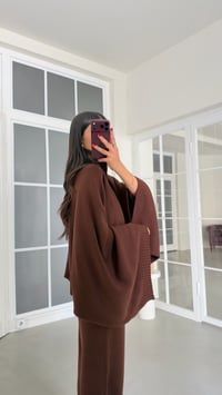 Acı Kahve Yarasa Kol Hırka Beli Lastikli Pantolon İkili Triko Takım GAUS-02238GAUSTAKIMGAUS-02238
