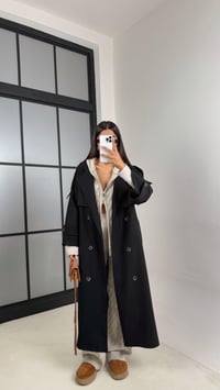 Siyah Astarlı Kuşaklı Premium Trençkot GAUS-00516GAUSTRENÇKOTGAUS-00516