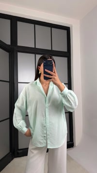 Açık Yeşil Çizgili Pinterest Gömlek GAUS-01200GAUSShirtGAUS-01200