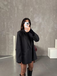 Linda Siyah Çizgili Astarlı Blazer CeketGausCEKETGU100172