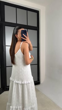 Beyaz Ayarlanabilir Askılı Astarlı Fistolu Elbise GAUS-01507GAUSELBİSEGAUS-01507