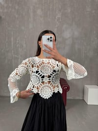 Jina Beyaz İşlemeli TrikoGausTRİKOGU100702