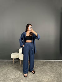 Gai Lacivert Kimono Keten TakımGausTAKIMGU008020