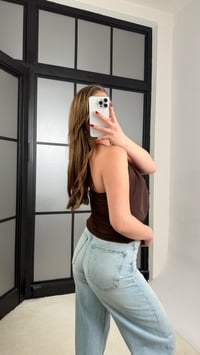 Acı Kahve Kolye Detaylı Bluz gaus-01250GAUSالبلوزات gaus-01250