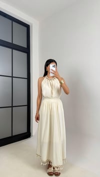Taş Yaka Boncuk Detaylı Bluz Astarlı Etek İkili İthal Kumaş Takım Gaus00534GausTAKIMGU1002248