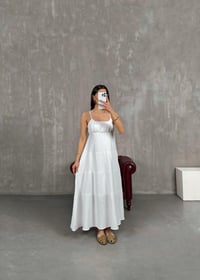 Beyaz Ayarlanabilir Askılı Yarım Astarlı Müslin Elbise Gaus00244GausELBİSEGU1001565
