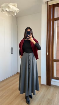 Antrasit Düğmeli Kumaş Etek GAUS-00616GAUSETEKGAUS-00616