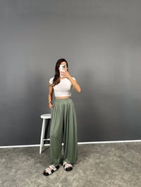 Flos Haki Oys Modal Kumaş Rahat Dokuma PantolonGausPANTOLONGU008691