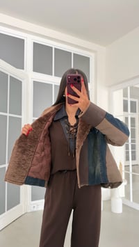 Çok Renkli Dik Yaka Kürklü Premium Tasarım Ceket GAUS-02312GAUSCEKETGAUS-02312