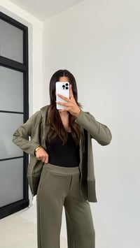 Haki Kapüşonlu Hırka Beli Lastikli Pantolon İkili Premium Takım GAUS-0075GAUSTAKIMGAUS-0075