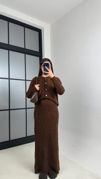 Kahve Hırka Beli Lastikli Etek Triko takım GAUS-00853GAUSTAKIMGAUS-00853