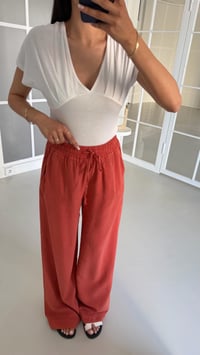Kiremit Beli Lastikli Tencel Denim Pantolon GAUS-01474GAUSDENİM PANTOLONGAUS-01474