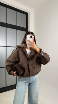 Kahve Çıkarılabilir Kürk Yaka Premium Süet Deri Mont GAUS-00500GAUSMONTGAUS-00500