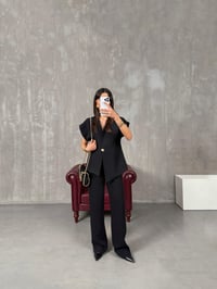 Jasmin Siyah Premium Asimetrik Yelekli TakımGausTAKIMGU100346