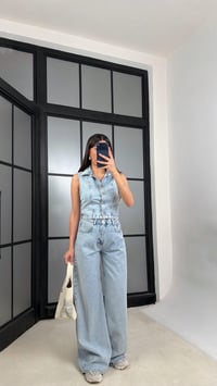 Buz Mavi Yelek Pantolon Premium Denim Takım GAUS-01285GAUSTAKIMGAUS-01285